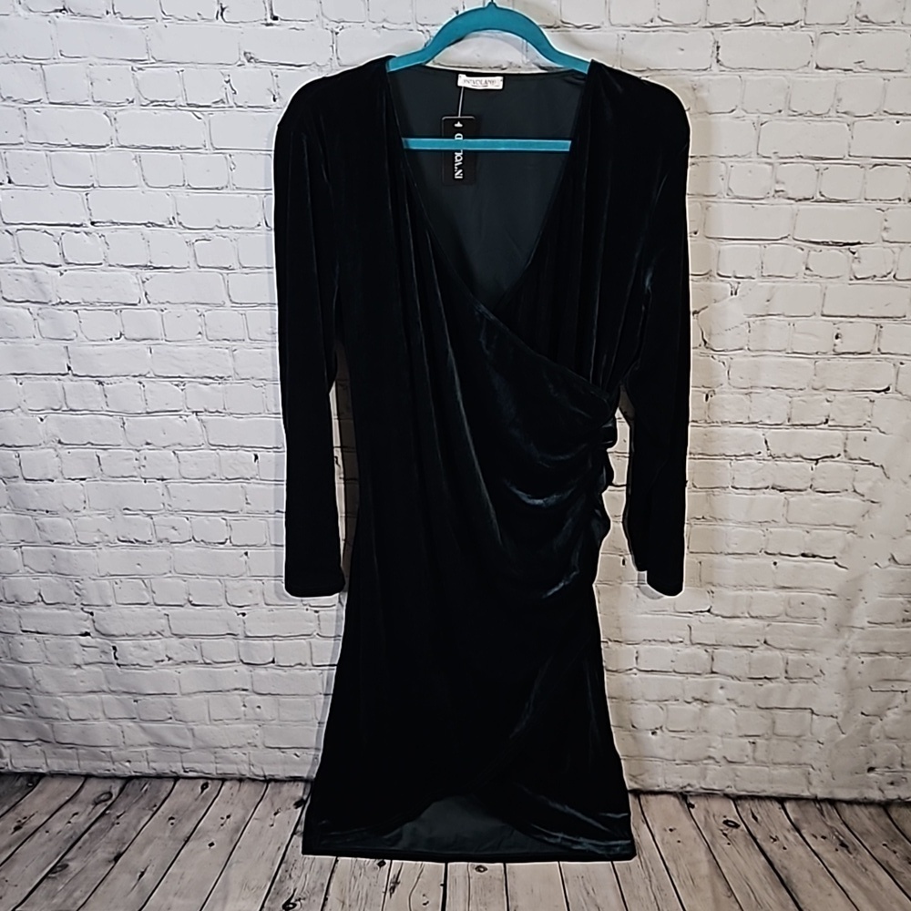 Velvet faux wrap dress